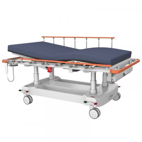 <h5 class="lightbox-heading">Easy customisation</h5><div class="d-none d-lg-block">Increase top width, change colours, mattress and dropside styles.<br />
Whether it is a specialised medical clinic or a department in a large hospital, every single customer has their own unique requirements to be able to function safely and efficiently. This stretcher has a longer, 7 riser PVC upgrade dropside.</div>